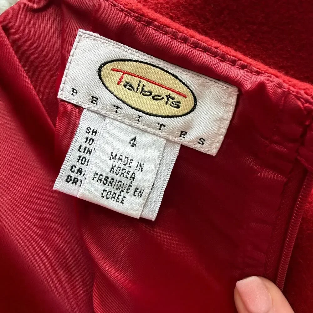 Talbots Red Faux Wrap 100% Wool Skirt 4 - Picture 7 of 11